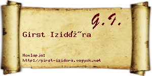 Girst Izidóra névjegykártya